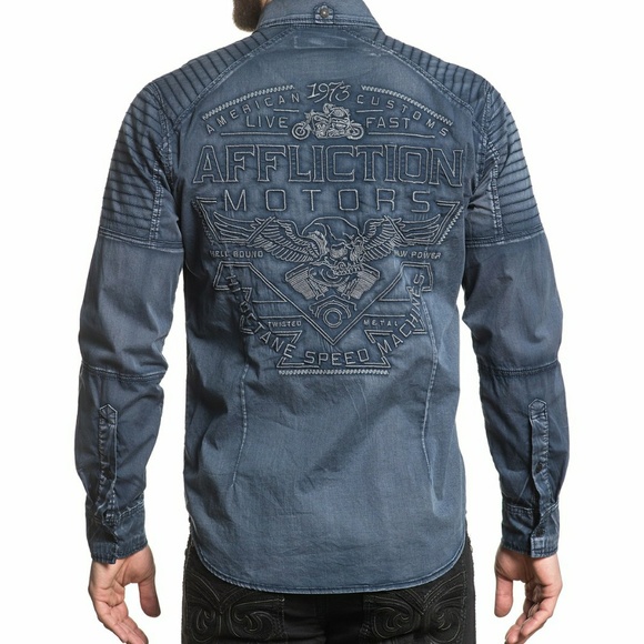 NEW AFFLICTION HELL BOUND LONG SLEEVE SHIRT - Picture 4 of 5